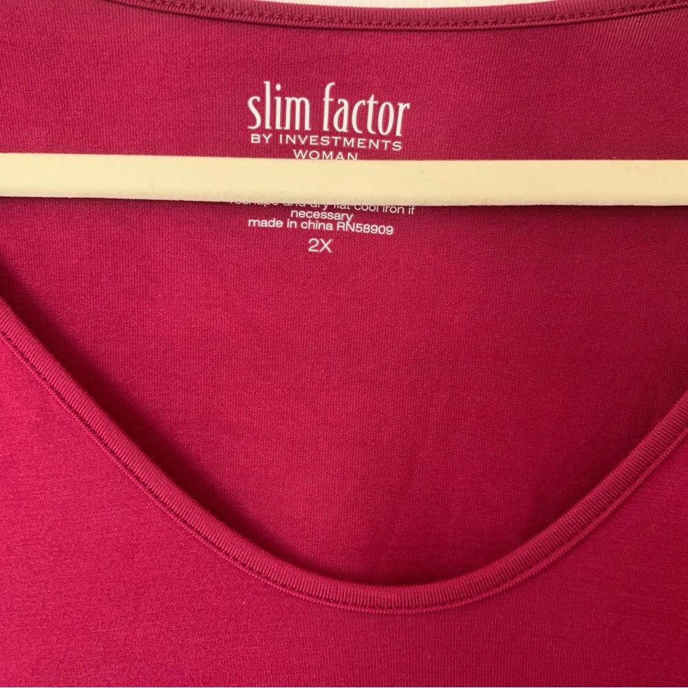 Investments Slim Factor Long Sleeve Rich Red Blouse - Picture 3 of 9